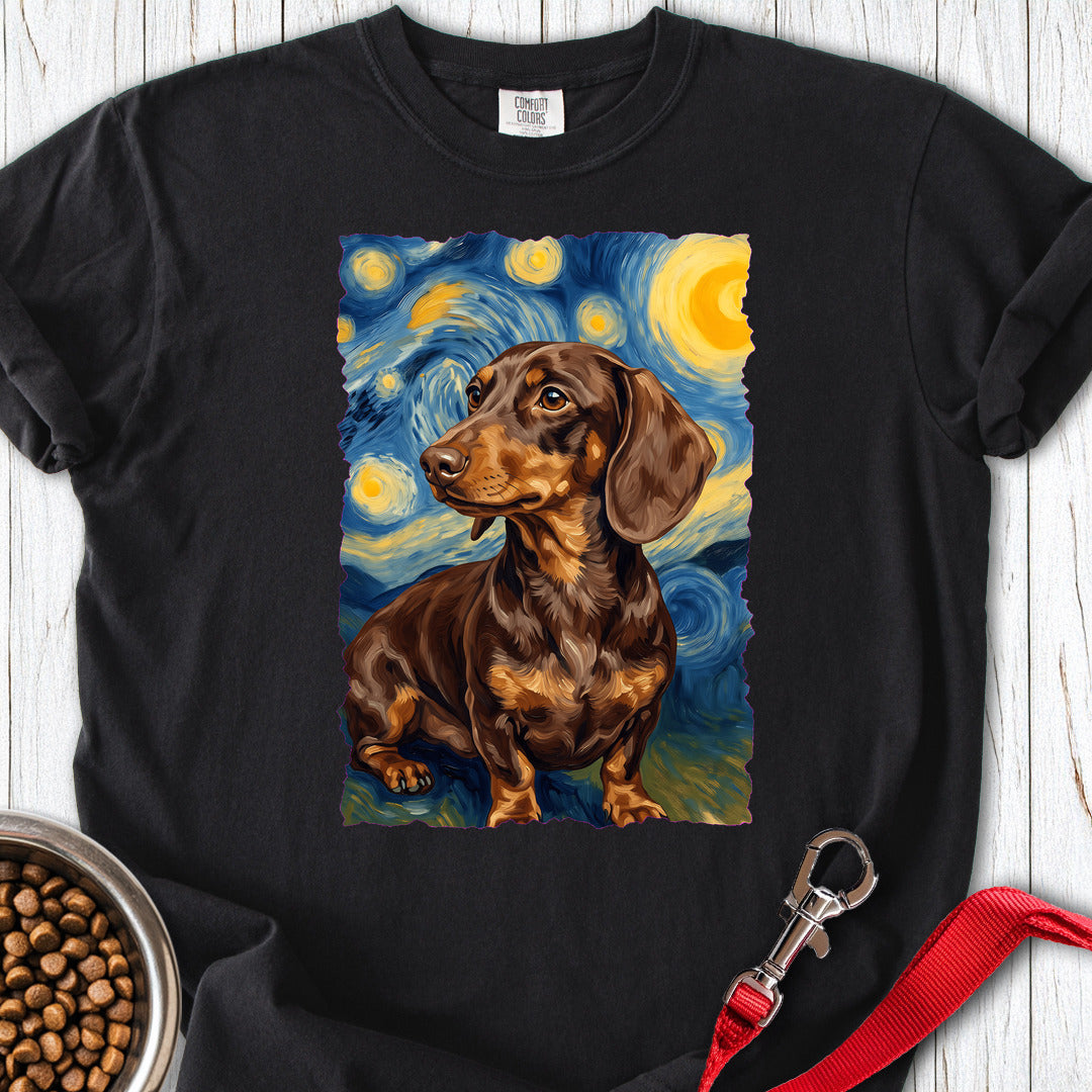 Dachshund Van Gogh Chocolate Premium Tee — Black