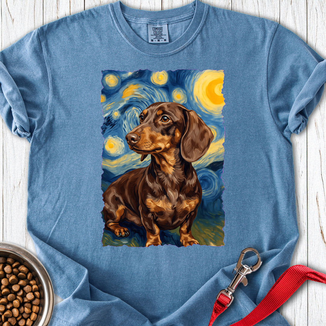Dachshund Van Gogh Chocolate Premium Tee — Blue Jean