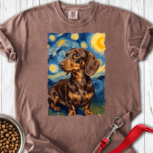 Dachshund Van Gogh Chocolate Premium Tee — Espresso