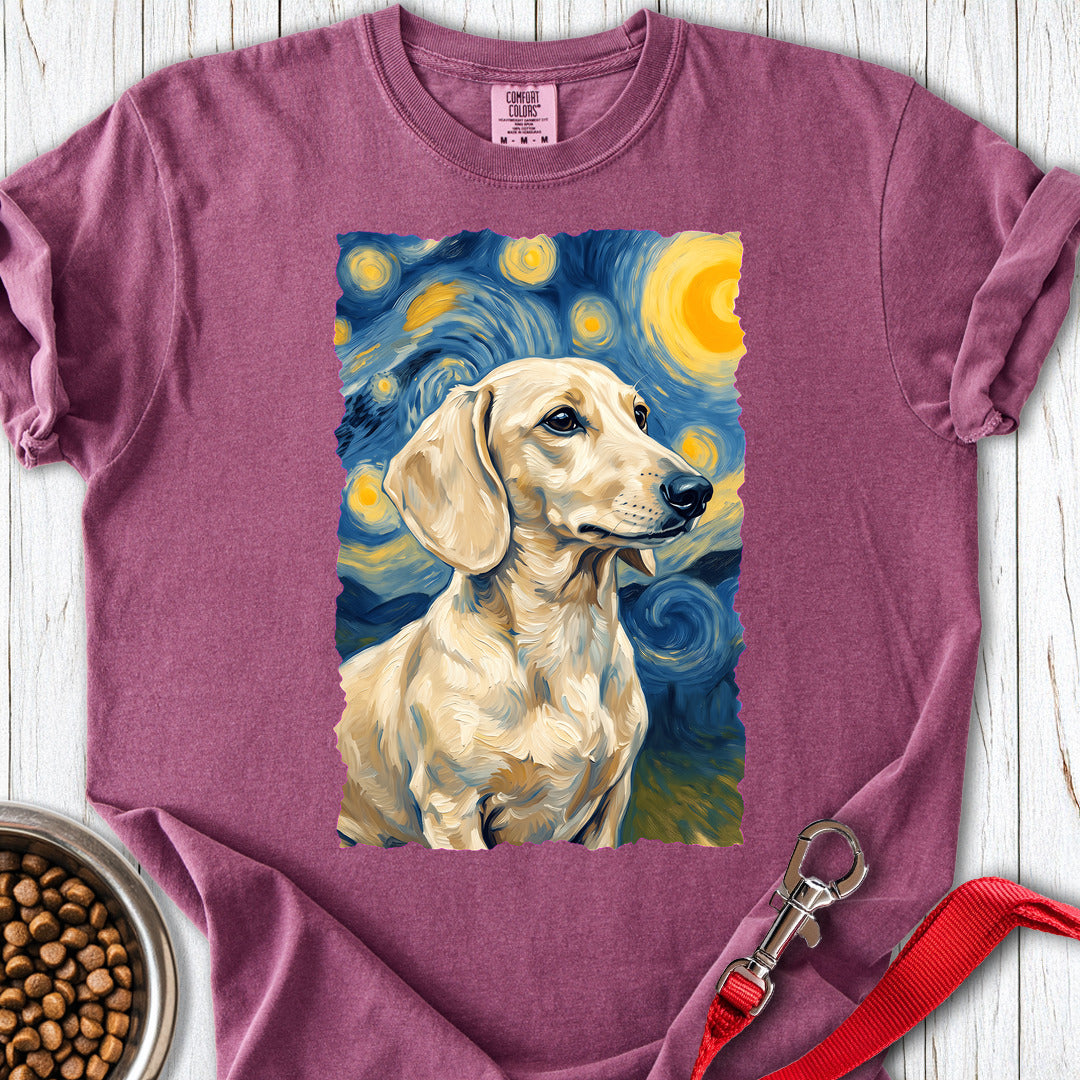 Dachshund Van Gogh Cream Premium Tee — Berry