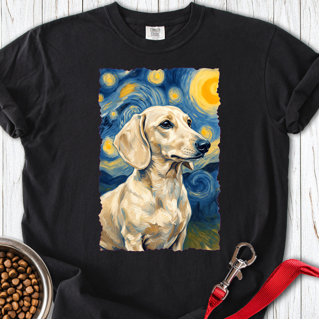 Dachshund Van Gogh Cream Premium Tee — Black