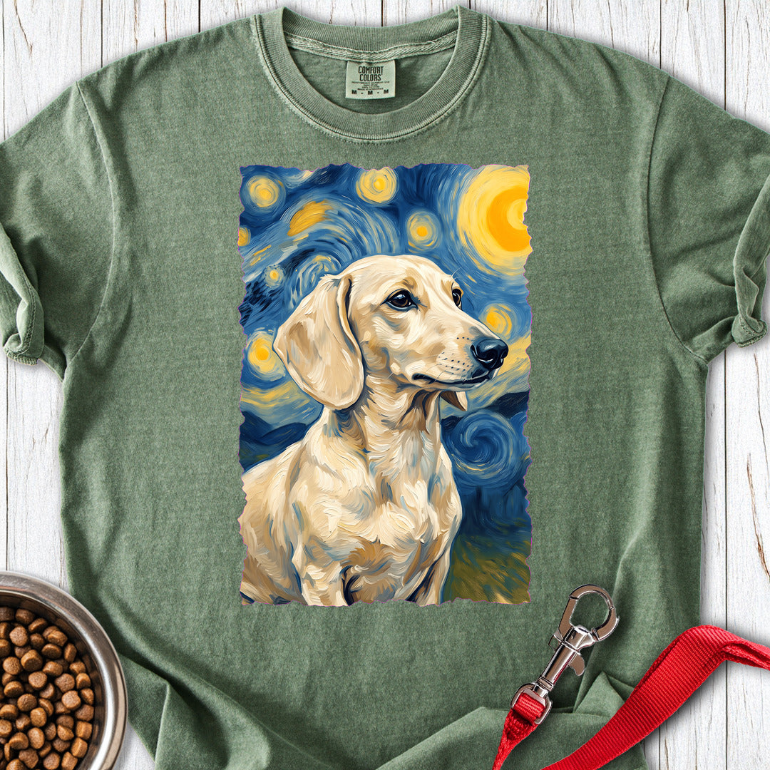 Dachshund Van Gogh Cream Premium Tee — Moss
