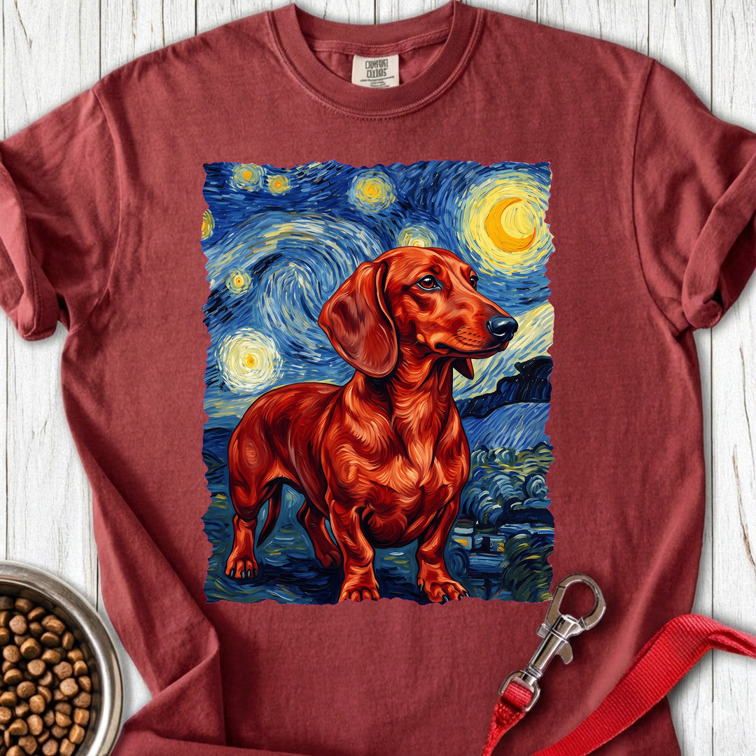 Dachshund Van Gogh Red Premium Tee — Brick