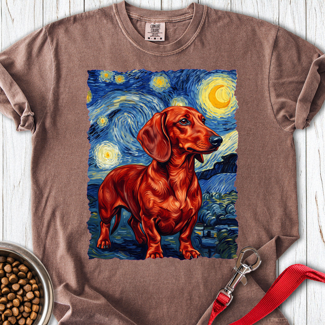 Dachshund Van Gogh Red Premium Tee — Espresso
