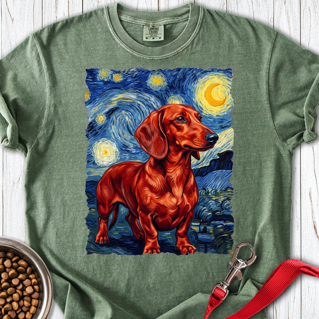 Dachshund Van Gogh Red Premium Tee — Moss