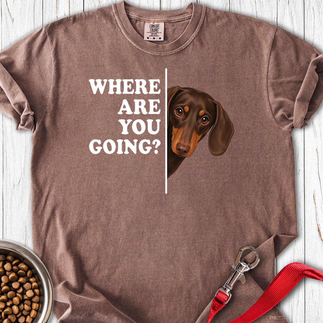 Dachshund Where Are You Going Chocolate and Tan Premium Tee — Espresso