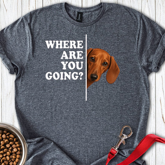 Dachshund Where Are You Going Red Dark Heather