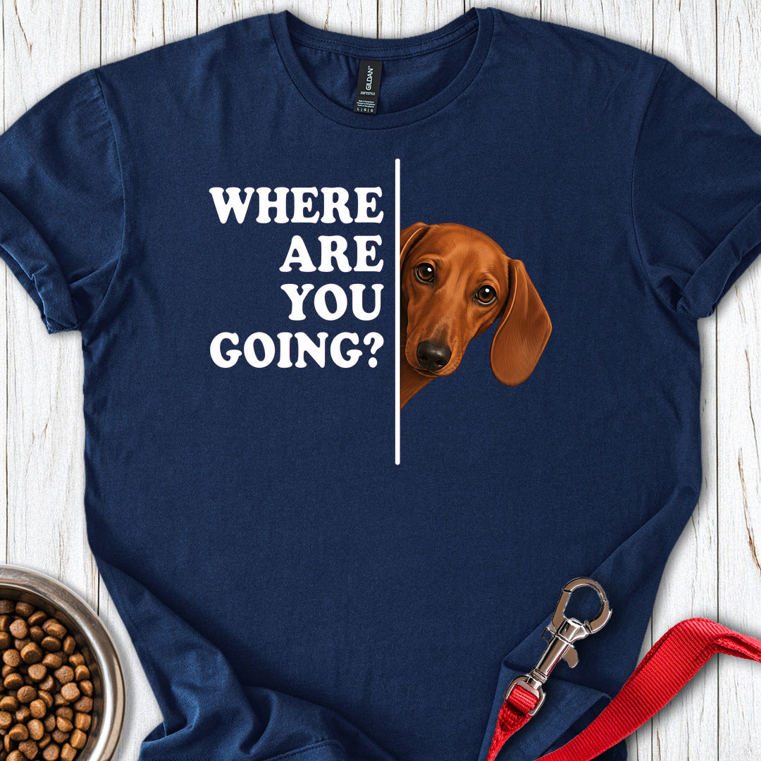 Dachshund Where Are You Going Red — Navy