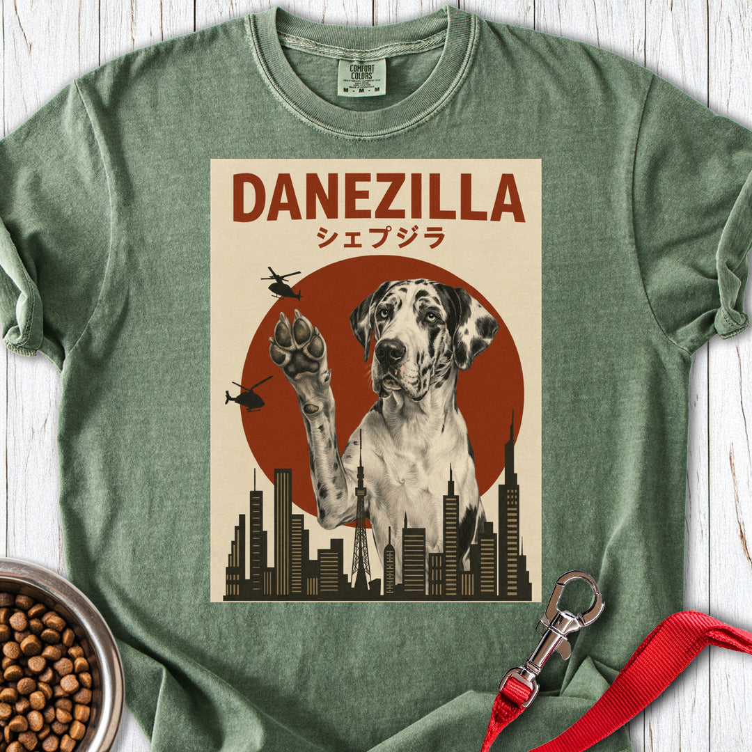 Danezilla Harlequin Great Dane Premium Tee — Moss