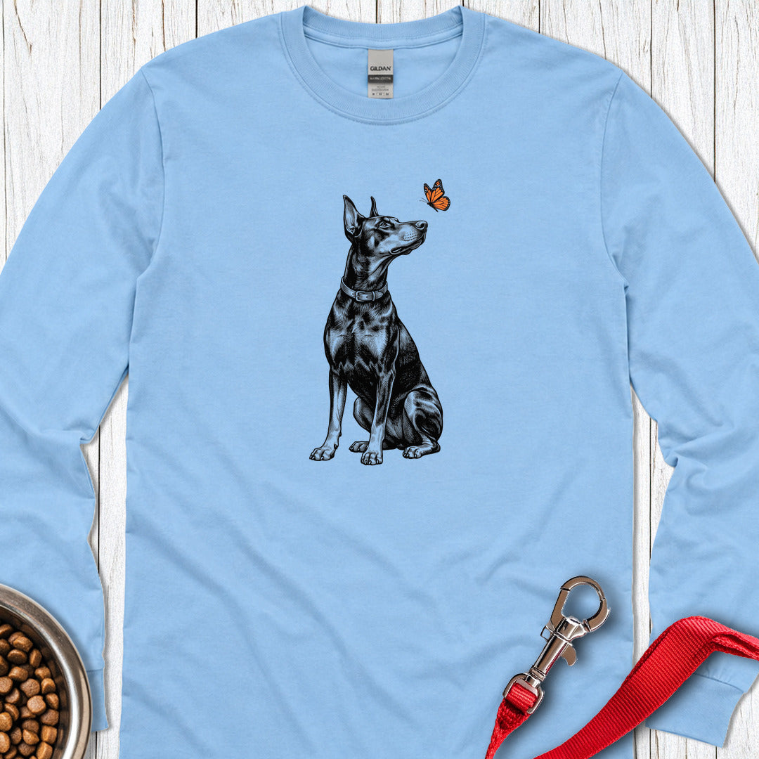 Doberman Butterfly Long Sleeve — Carolina Blue