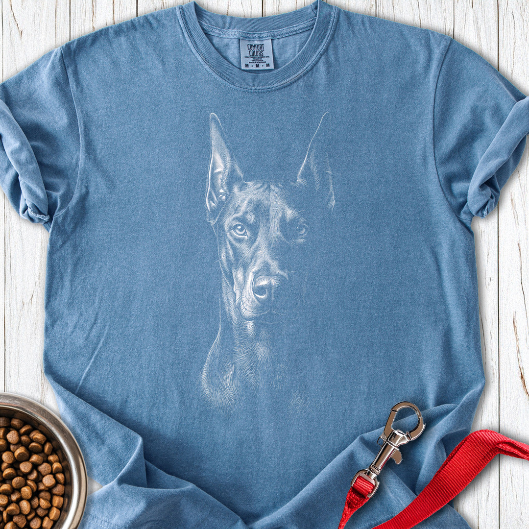 Doberman Engraved Premium Tee — Blue Jean