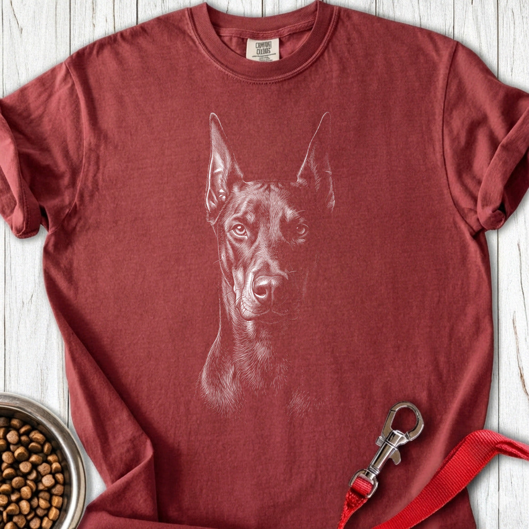 Doberman Engraved Premium Tee — Brick