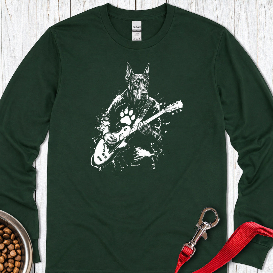 Doberman Guitar Long Sleeve — Forest Green