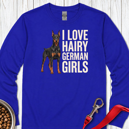 Doberman Hairy Girls Long Sleeve — Royal