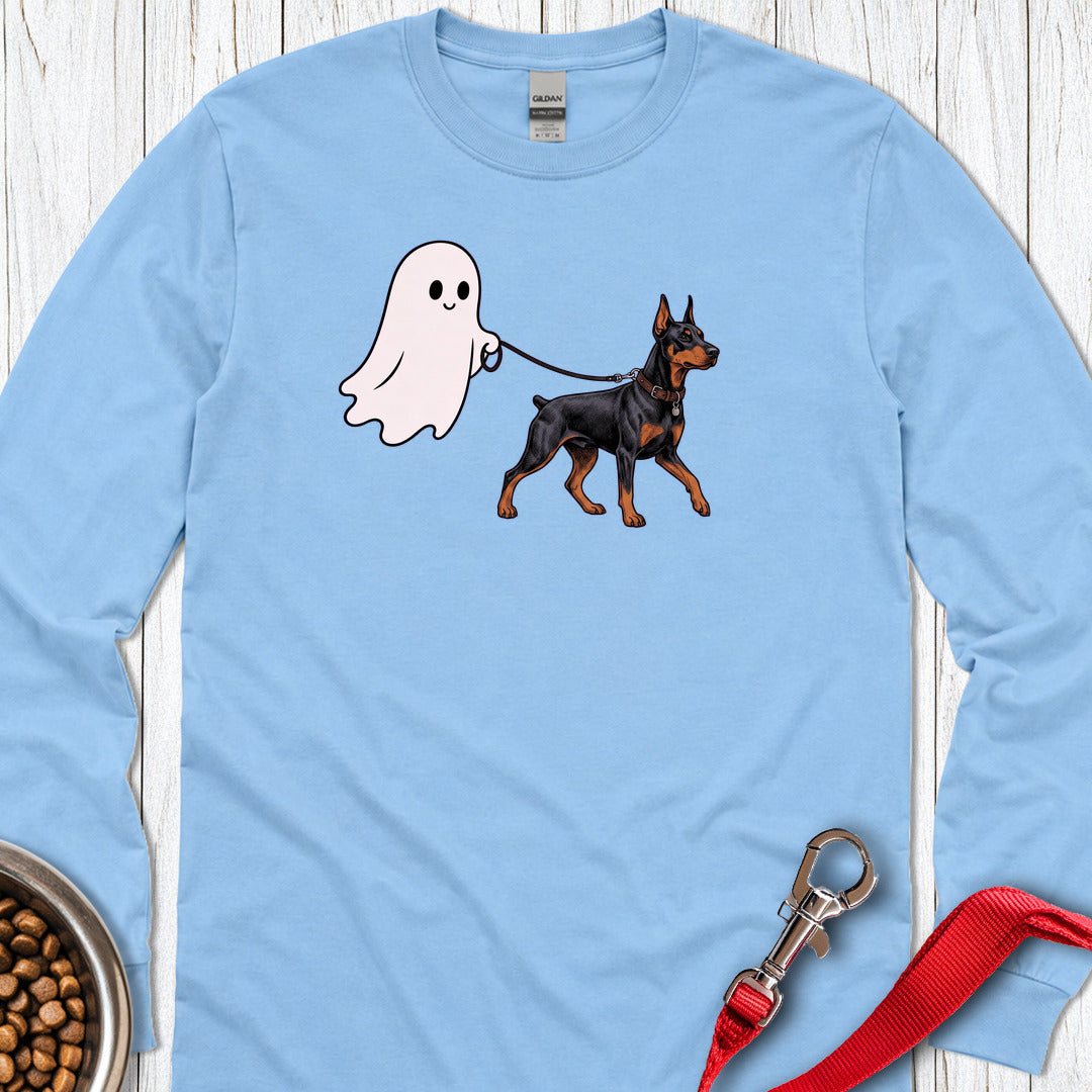 Doberman Halloween Ghost Long Sleeve — Carolina Blue