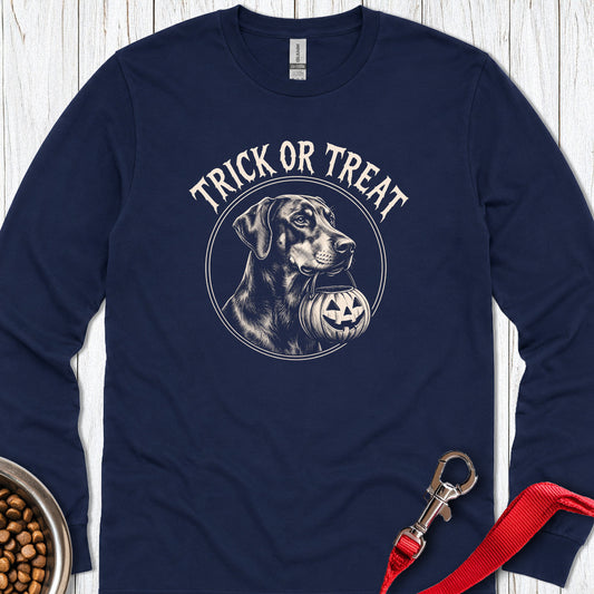 Doberman Halloween Trick or Treat Long Sleeve — Navy