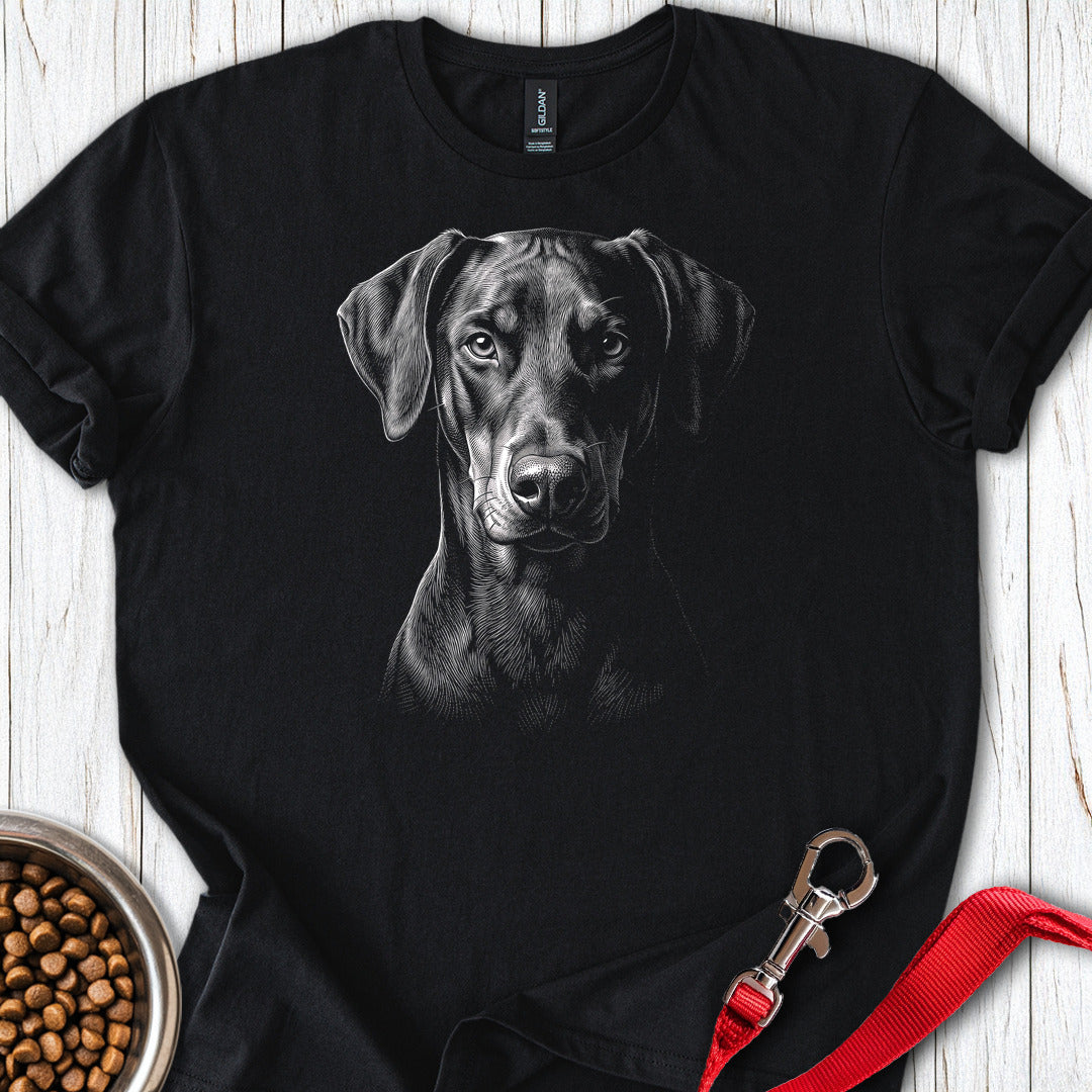 Doberman Natural Ears Engraved — Black