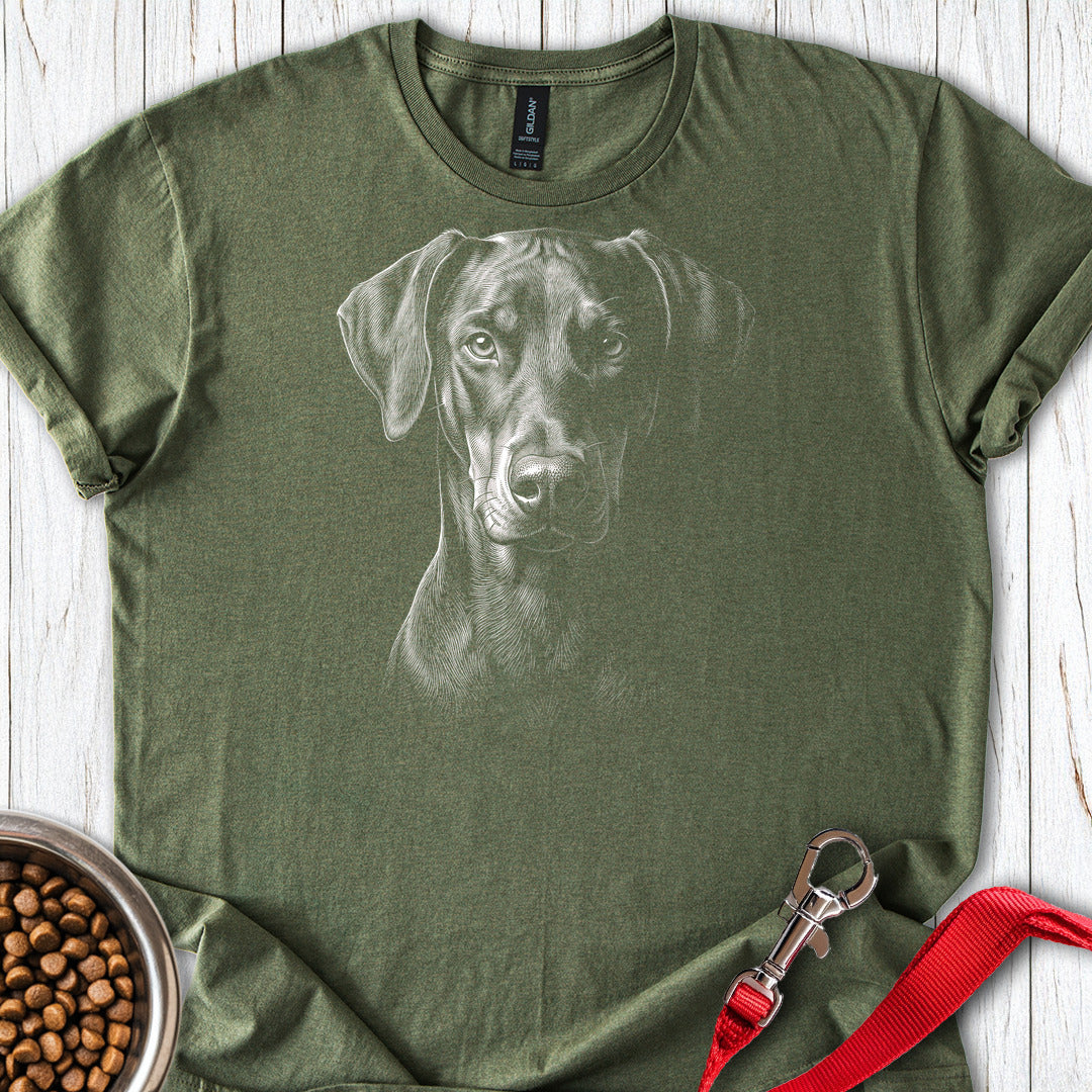 Doberman Natural Ears Engraved — Military Green