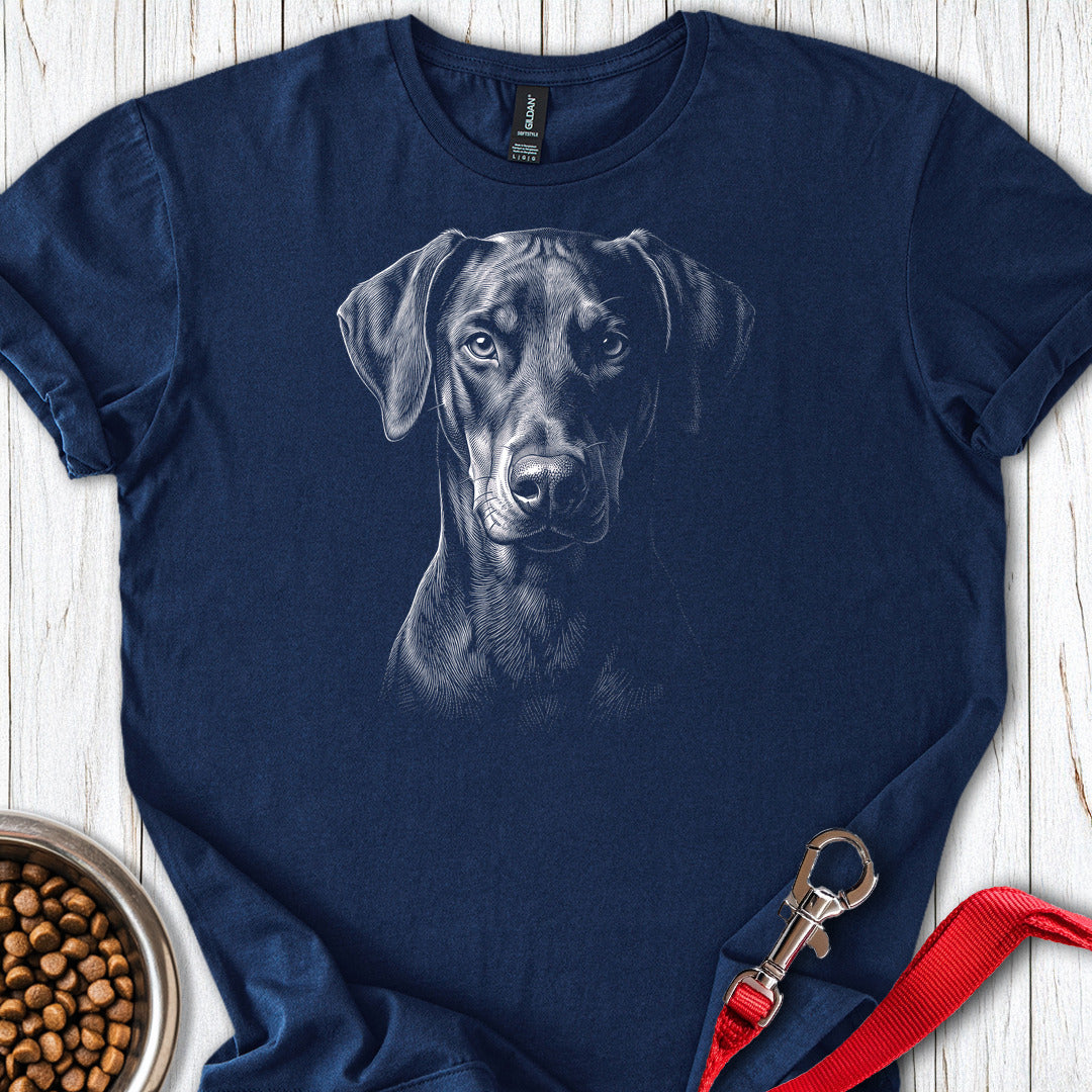 Doberman Natural Ears Engraved — Navy