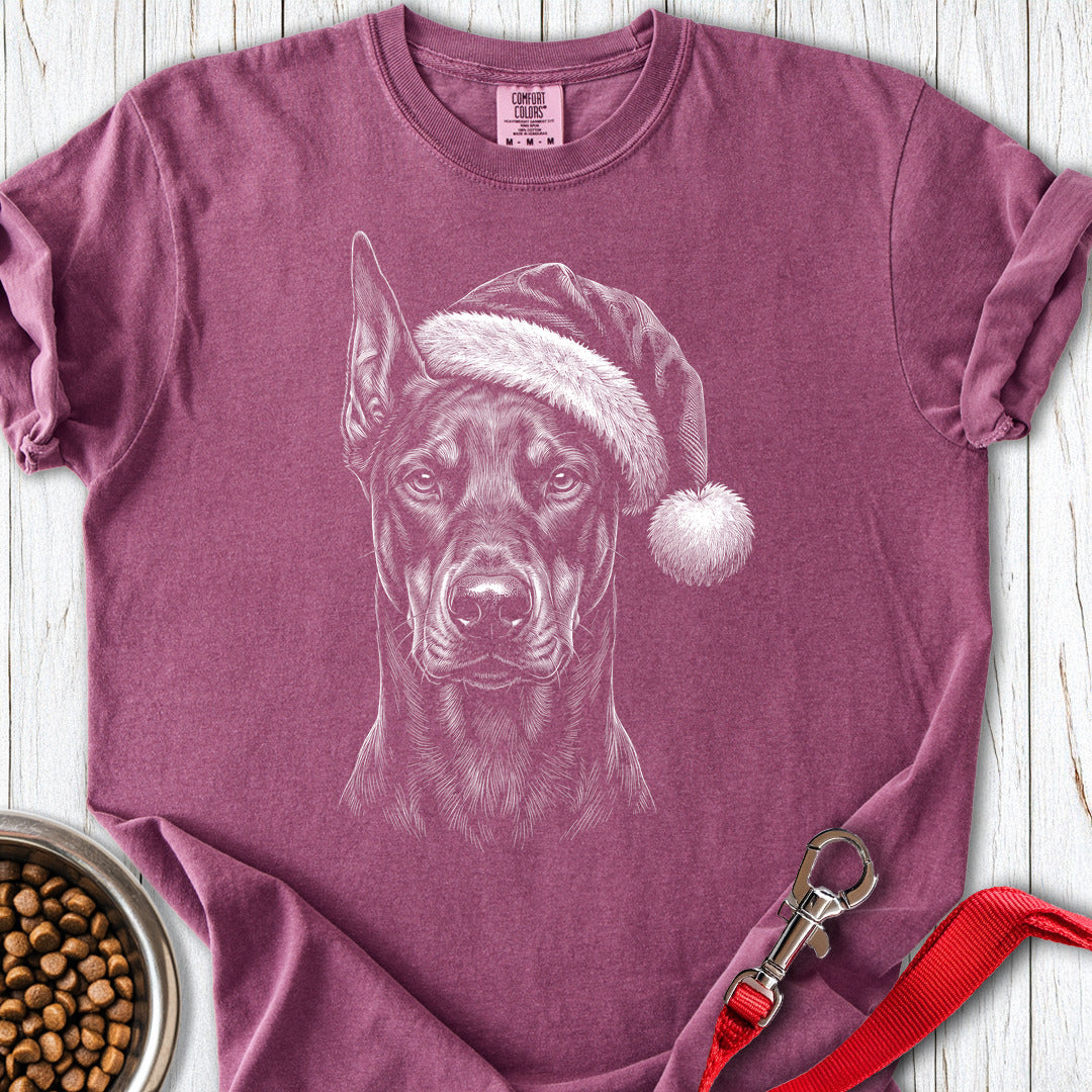 Doberman Pinscher Christmas Santa Hat Premium Tee Berry