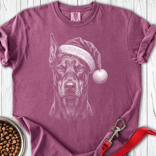 Doberman Pinscher Christmas Santa Hat Premium Tee Berry