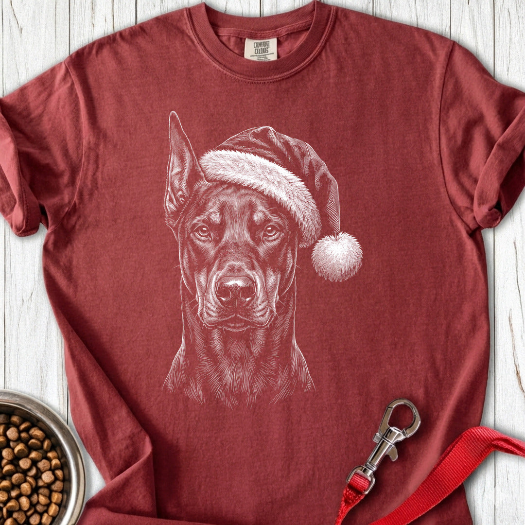 Doberman Pinscher Christmas Santa Hat Premium Tee Brick