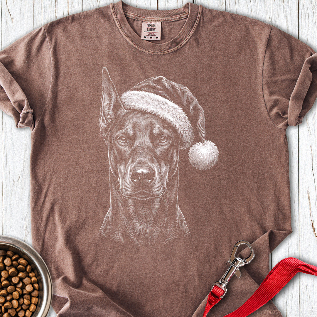 Doberman Pinscher Christmas Santa Hat Premium Tee Espresso