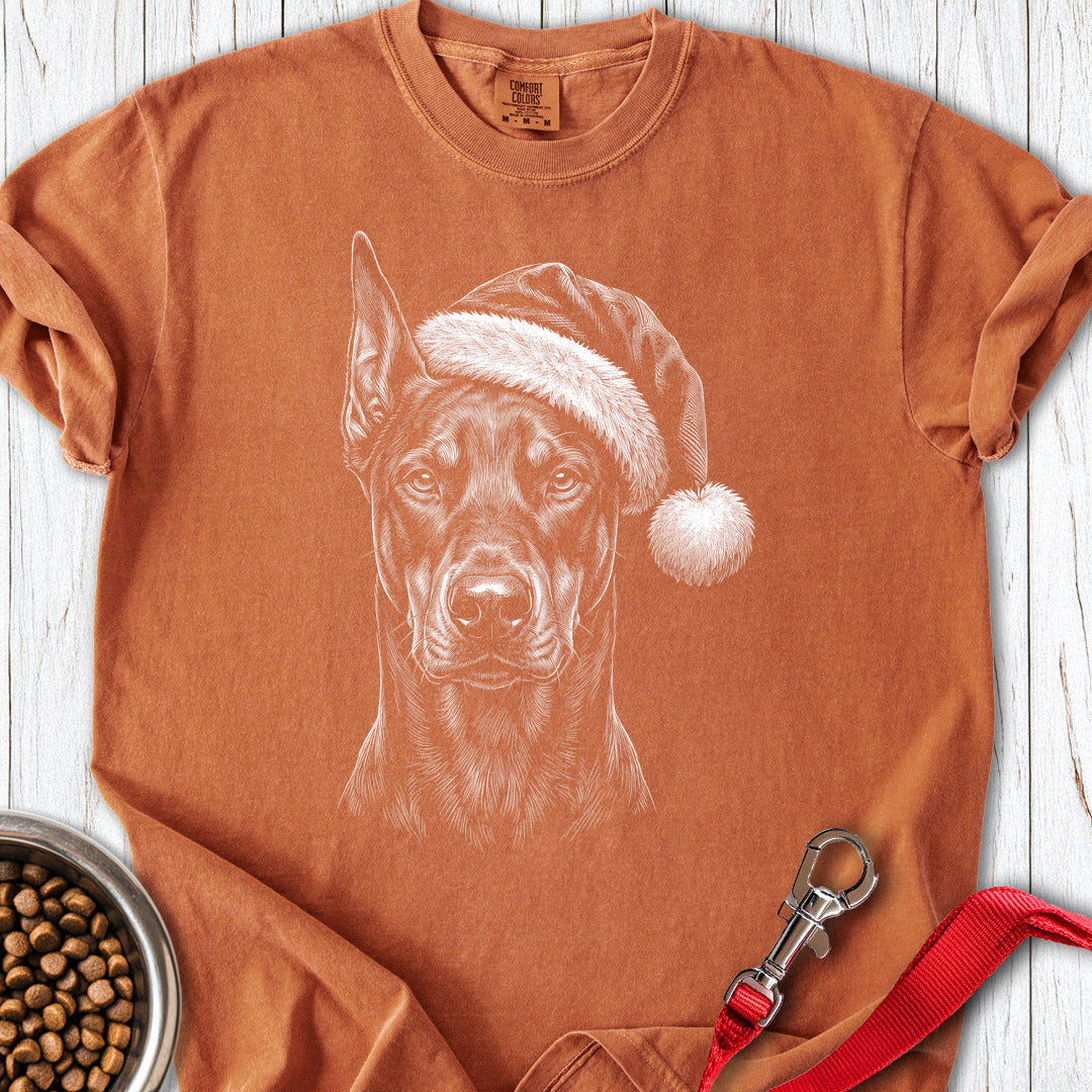 Doberman Pinscher Christmas Santa Hat Premium Tee Yam
