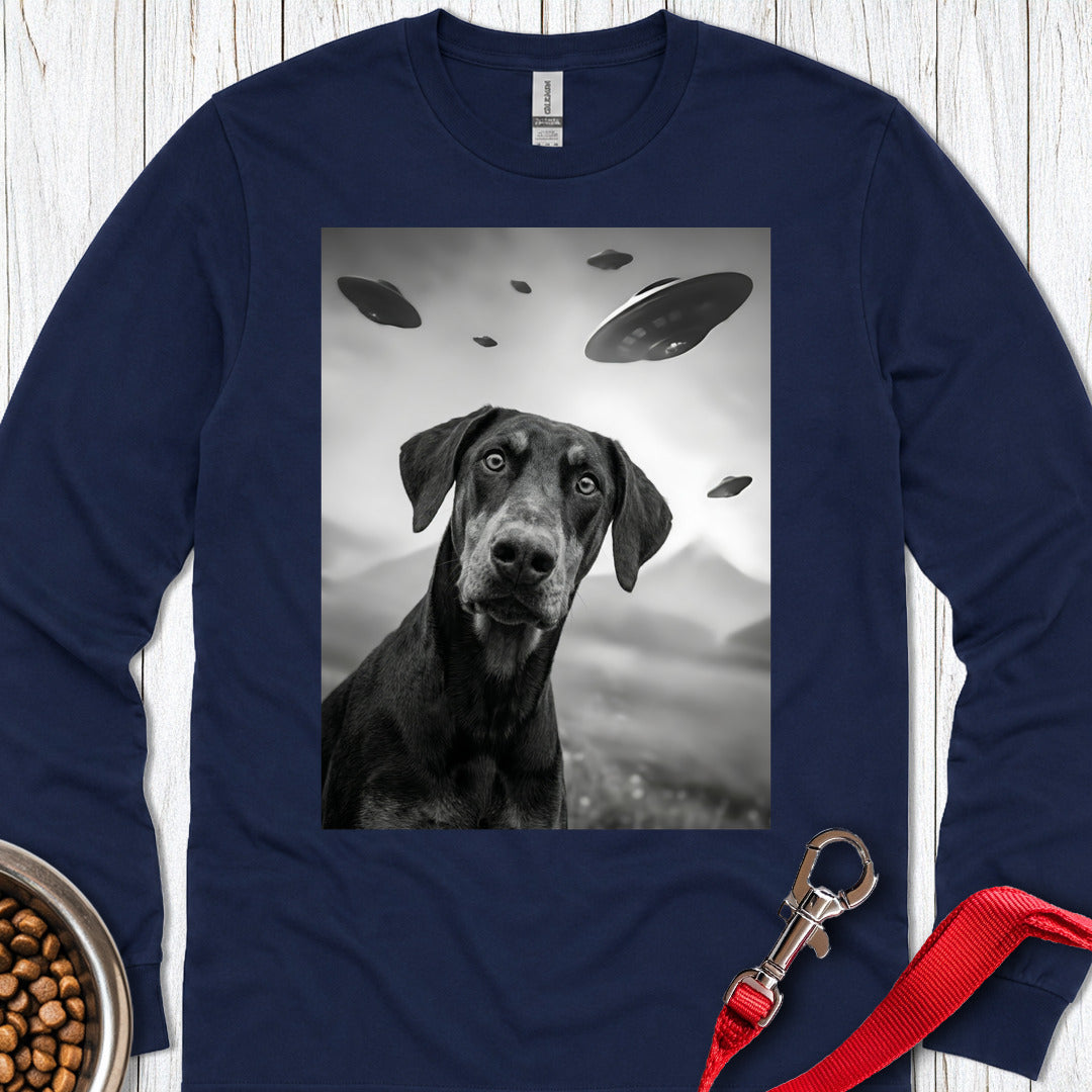 Doberman Pinscher UFO Long Sleeve — Navy