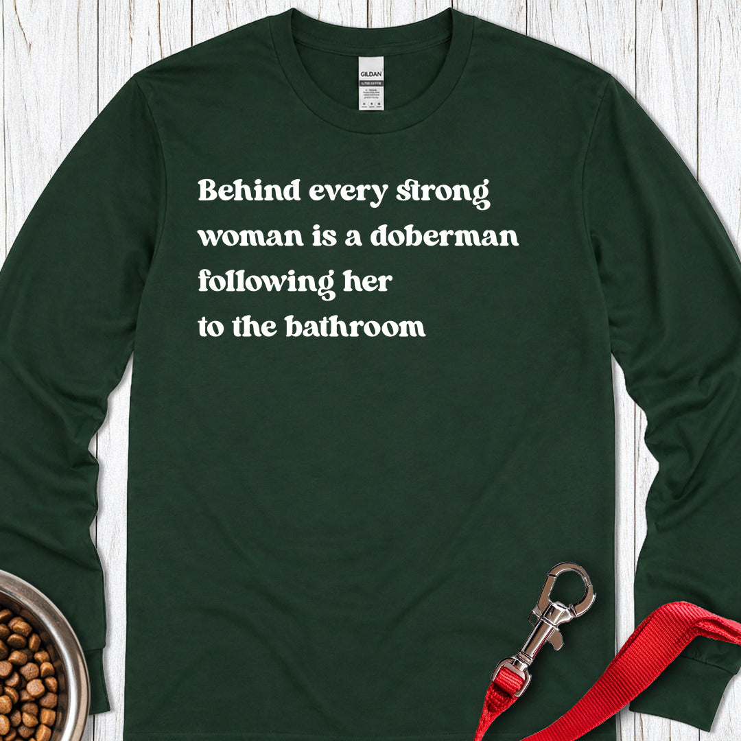 Doberman Strong Woman Long Sleeve — Forest Green