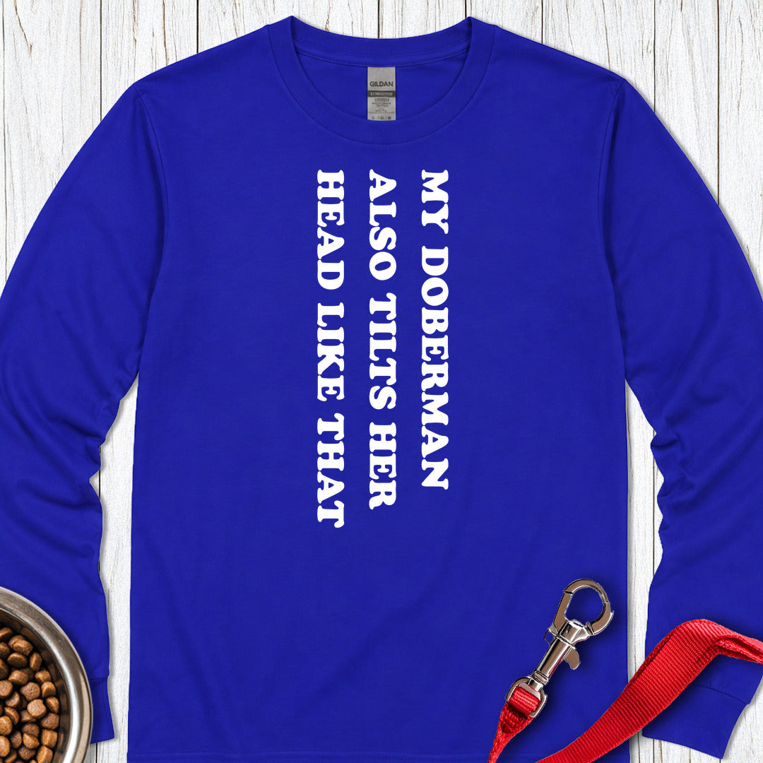 Doberman Tilt Her Head Long Sleeve — Royal