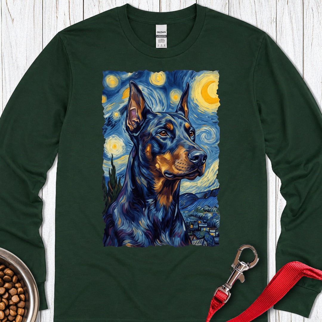 Doberman Van Gogh Long Sleeve — Forest Green