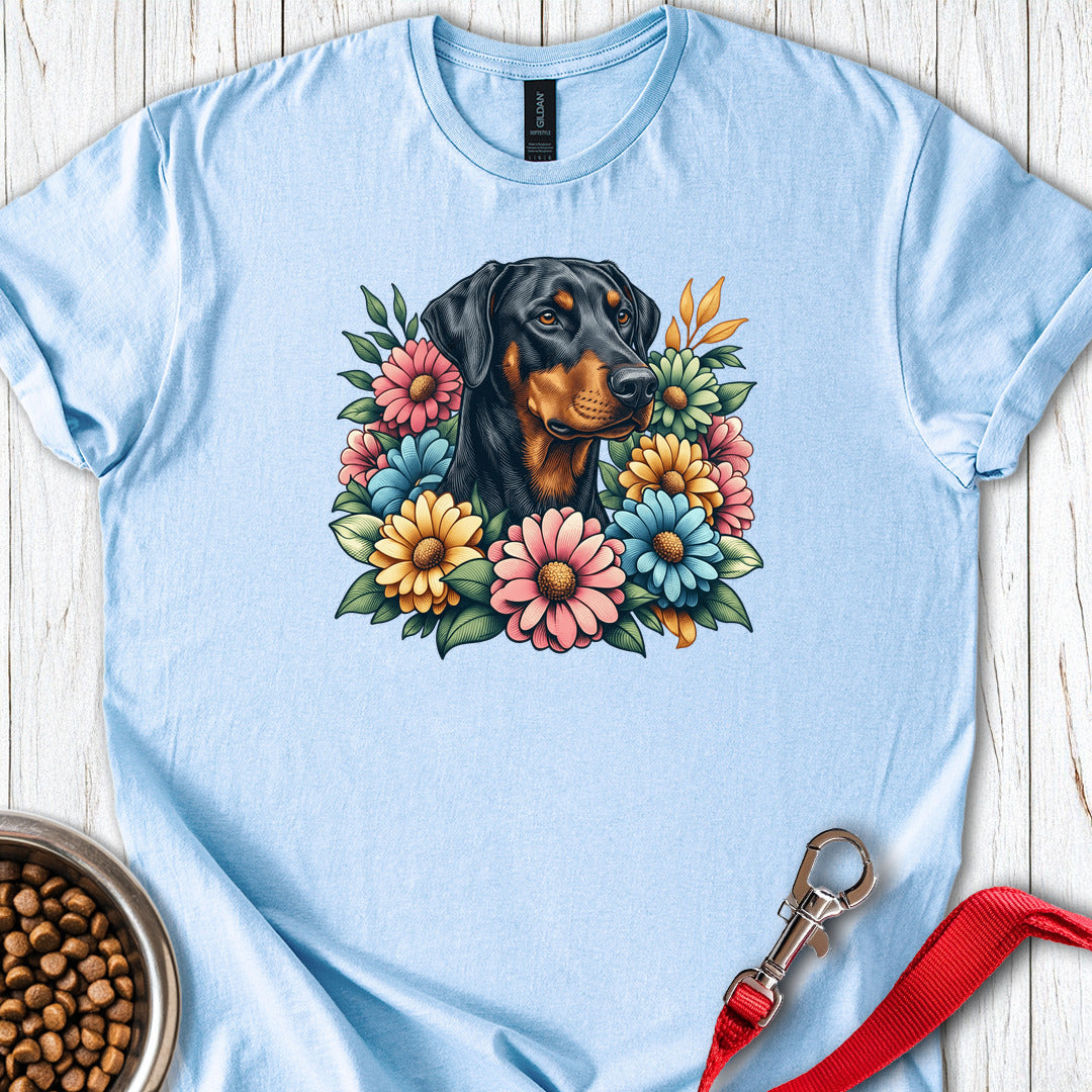 Dobermann Floral — Light Blue