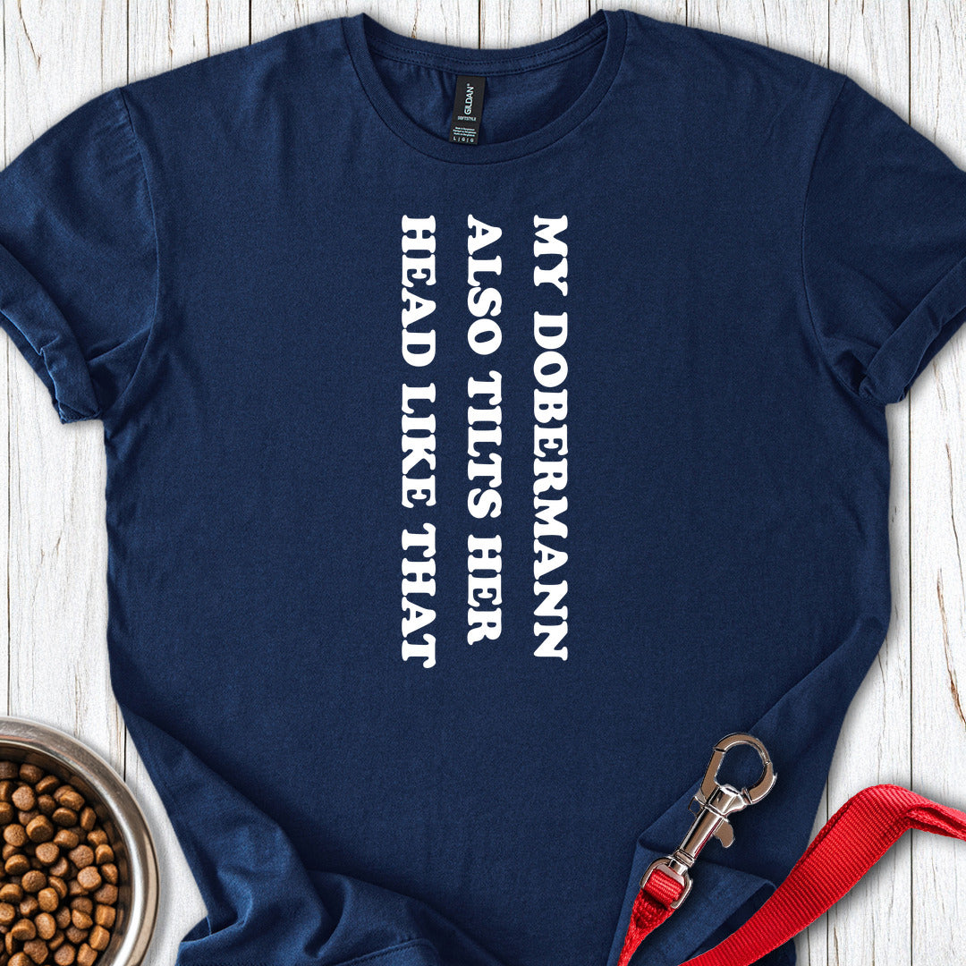 Dobermann Tilt Her Head — Navy