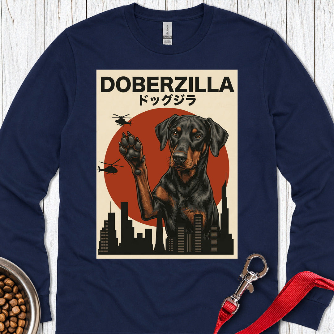 Doberzilla Doberman Long Sleeve — Navy