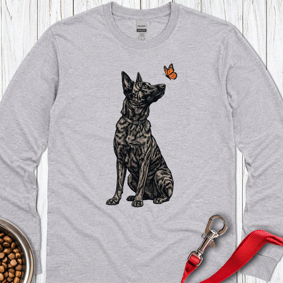 Dutch Shepherd Butterfly Long Sleeve — Sport Grey