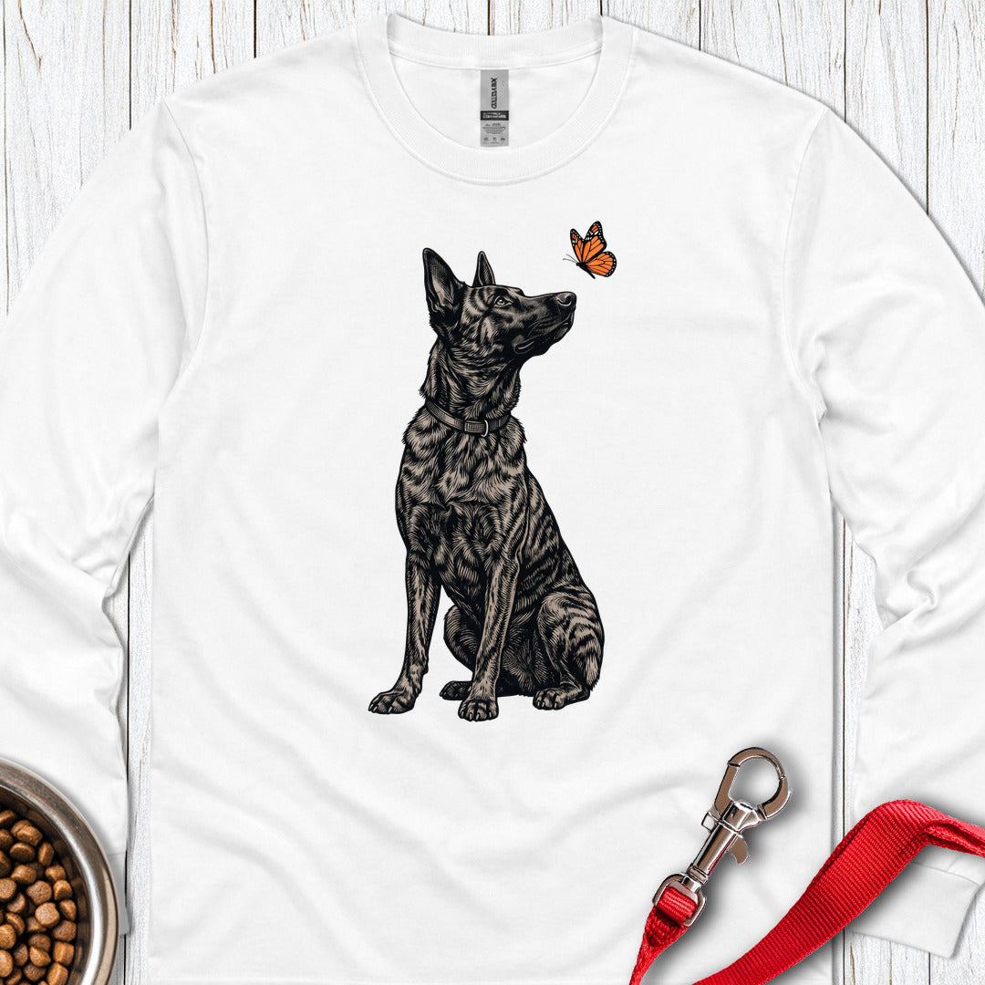Dutch Shepherd Butterfly Long Sleeve — White