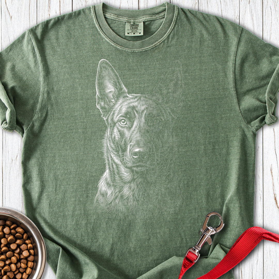 Dutch Shepherd Engraved Premium Tee — Moss