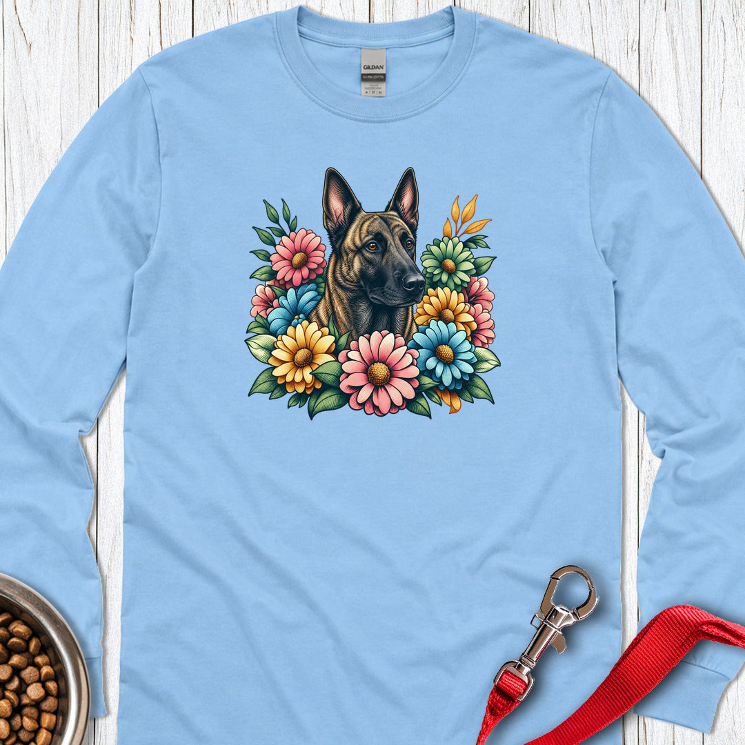 Dutch Shepherd Floral Long Sleeve — Carolina Blue