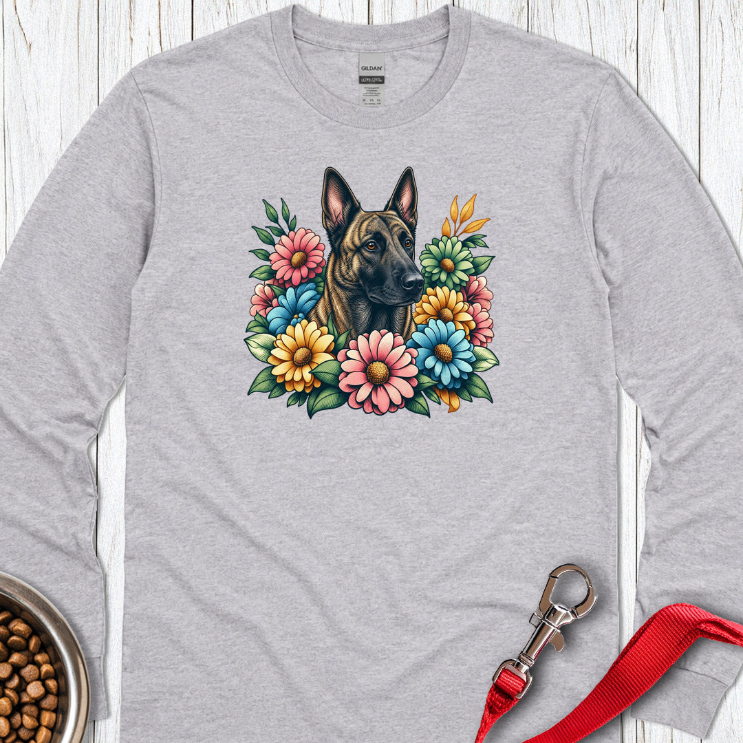 Dutch Shepherd Floral Long Sleeve — Sport Grey