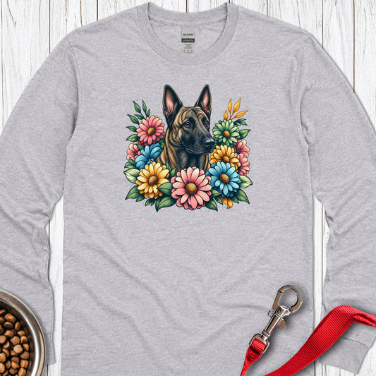 Dutch Shepherd Floral Long Sleeve — Sport Grey