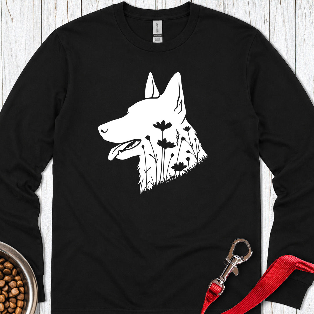 Dutch Shepherd Flowers Long Sleeve — Black
