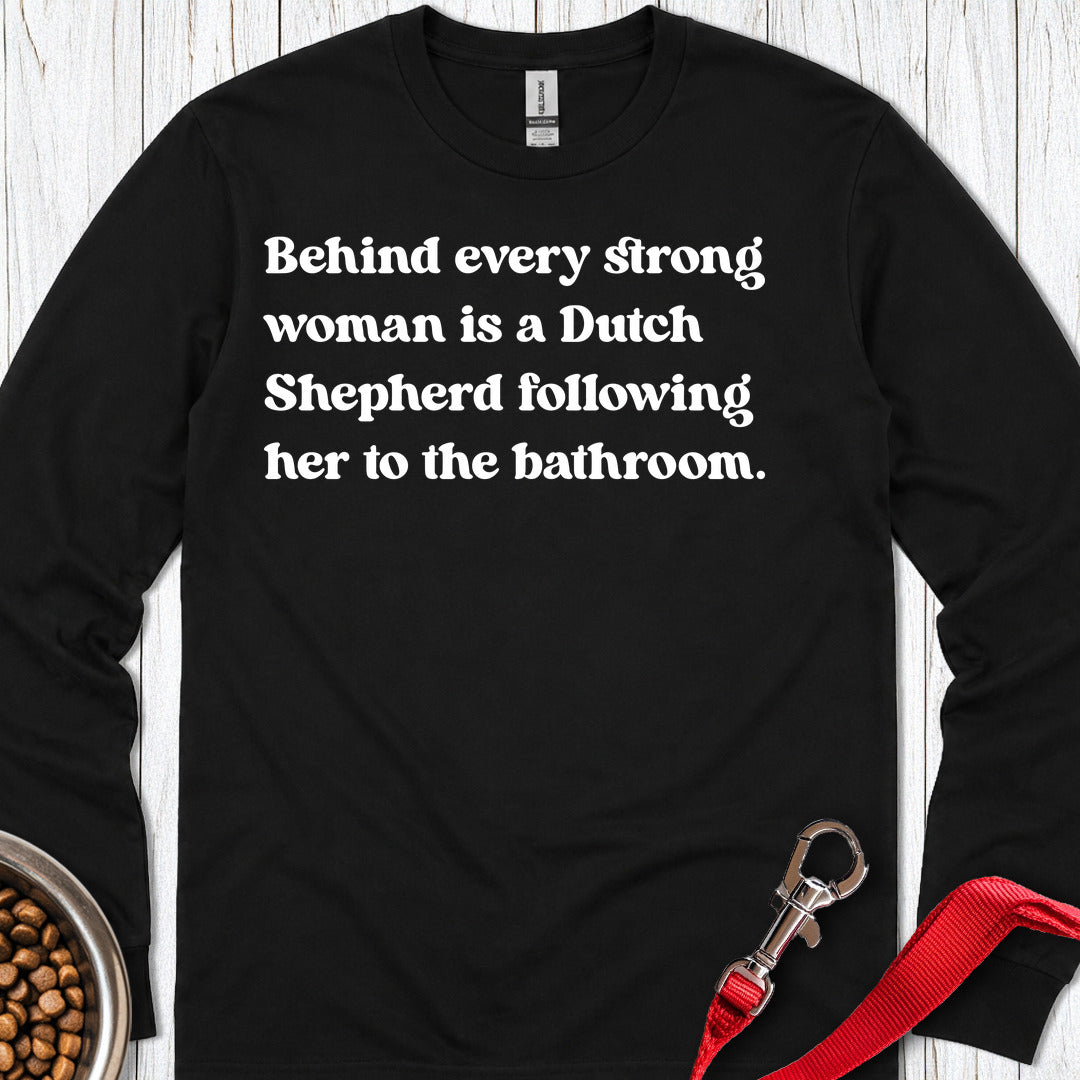 Dutch Shepherd Strong Woman Long Sleeve — Black