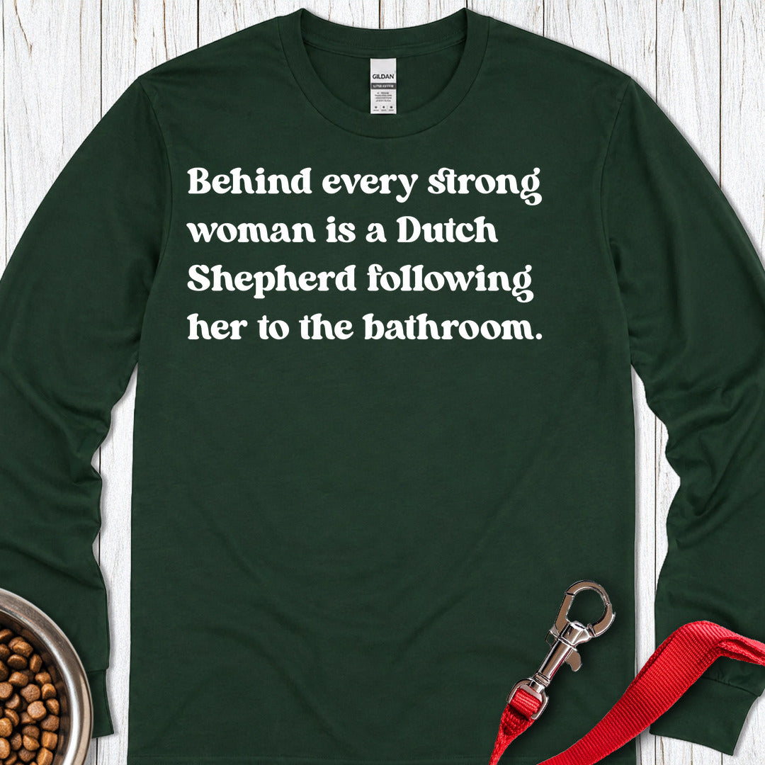 Dutch Shepherd Strong Woman Long Sleeve — Forest Green