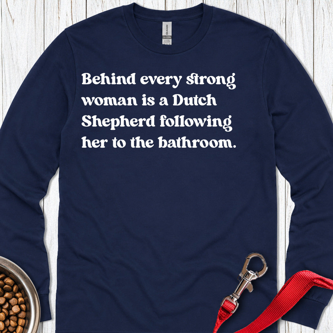 Dutch Shepherd Strong Woman Long Sleeve — Navy