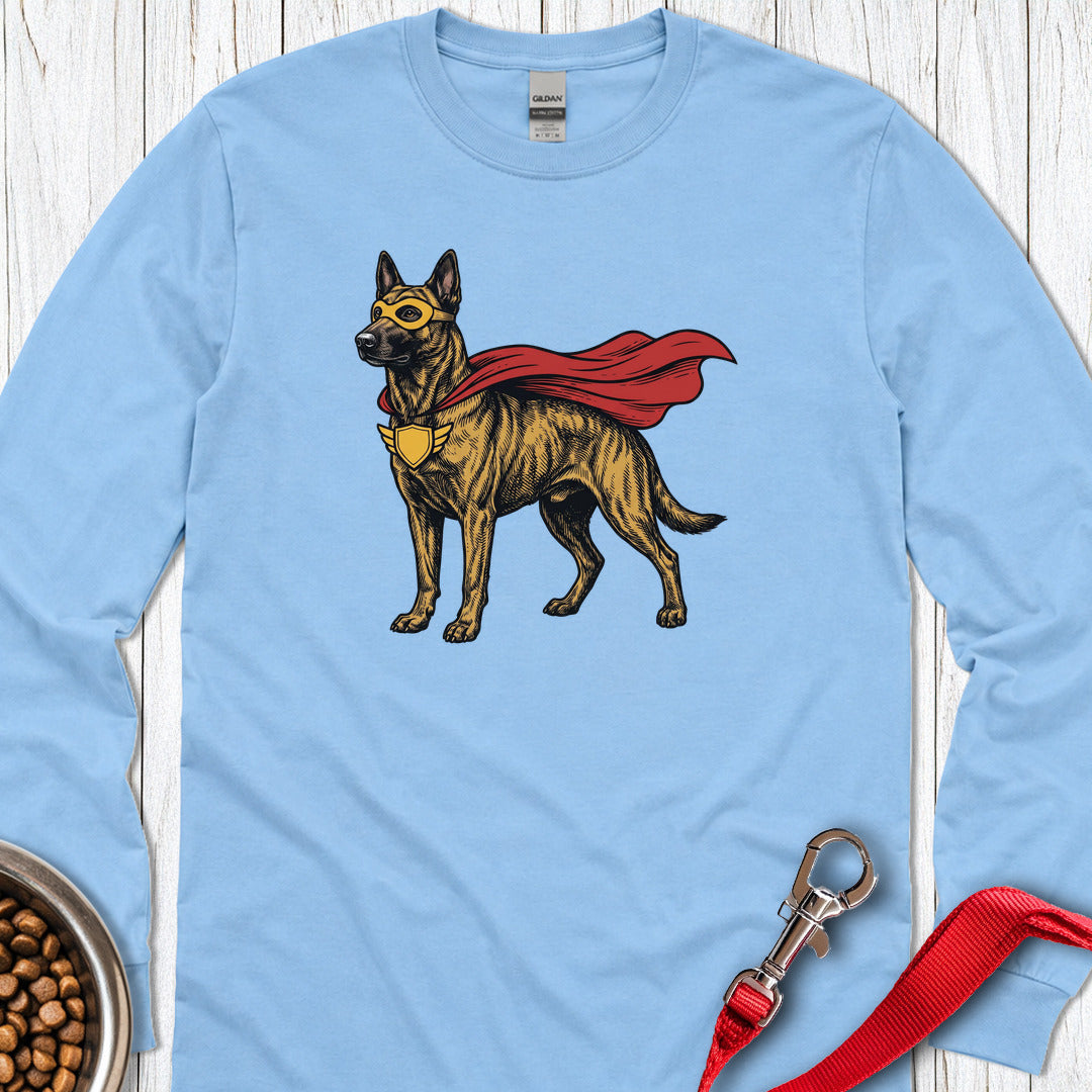 Dutch Shepherd Superhero Long Sleeve — Carolina Blue