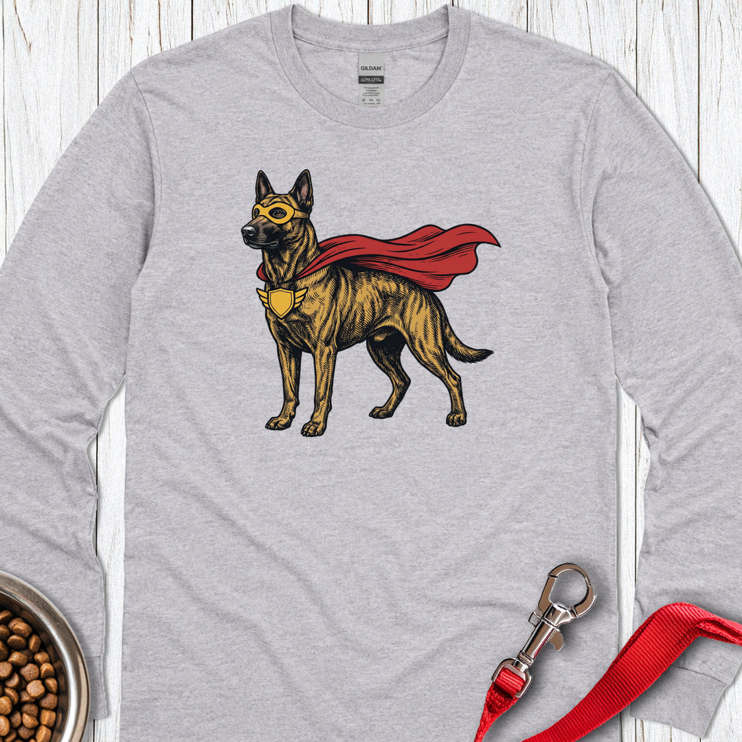 Dutch Shepherd Superhero Long Sleeve — Sport Grey