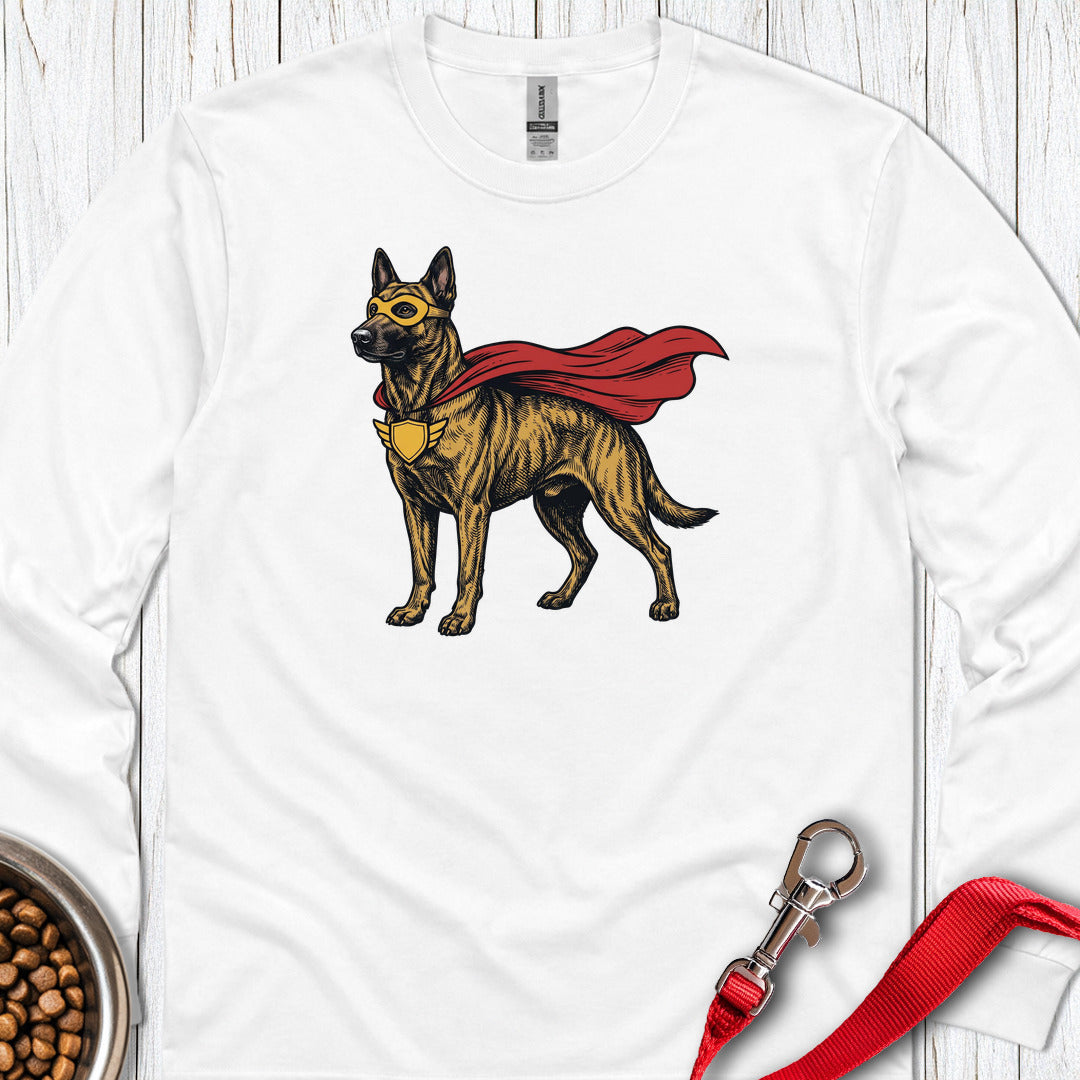 Dutch Shepherd Superhero Long Sleeve — White