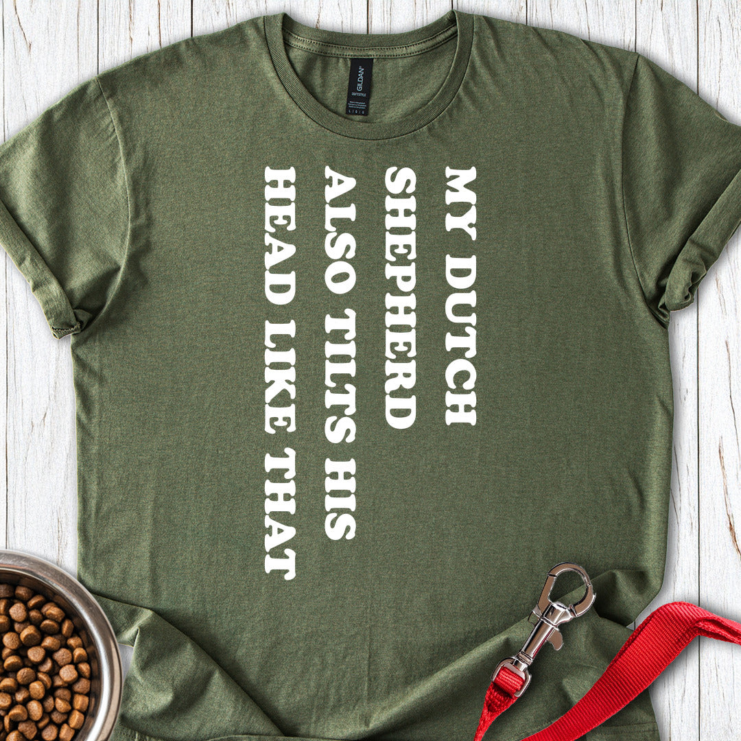 Dutch Shepherd Tilt His Head — Military Green