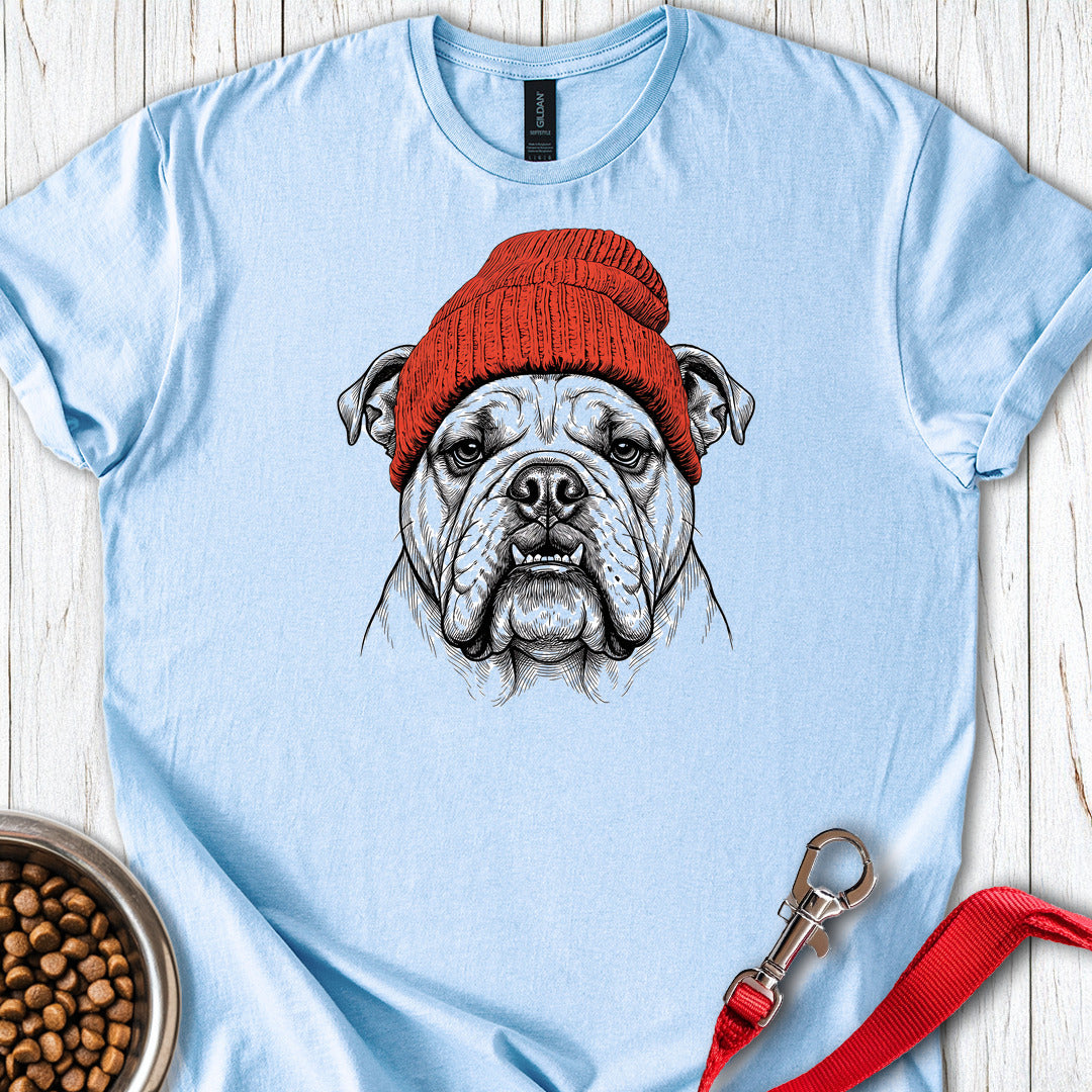 English Bulldog Beanie Light Blue